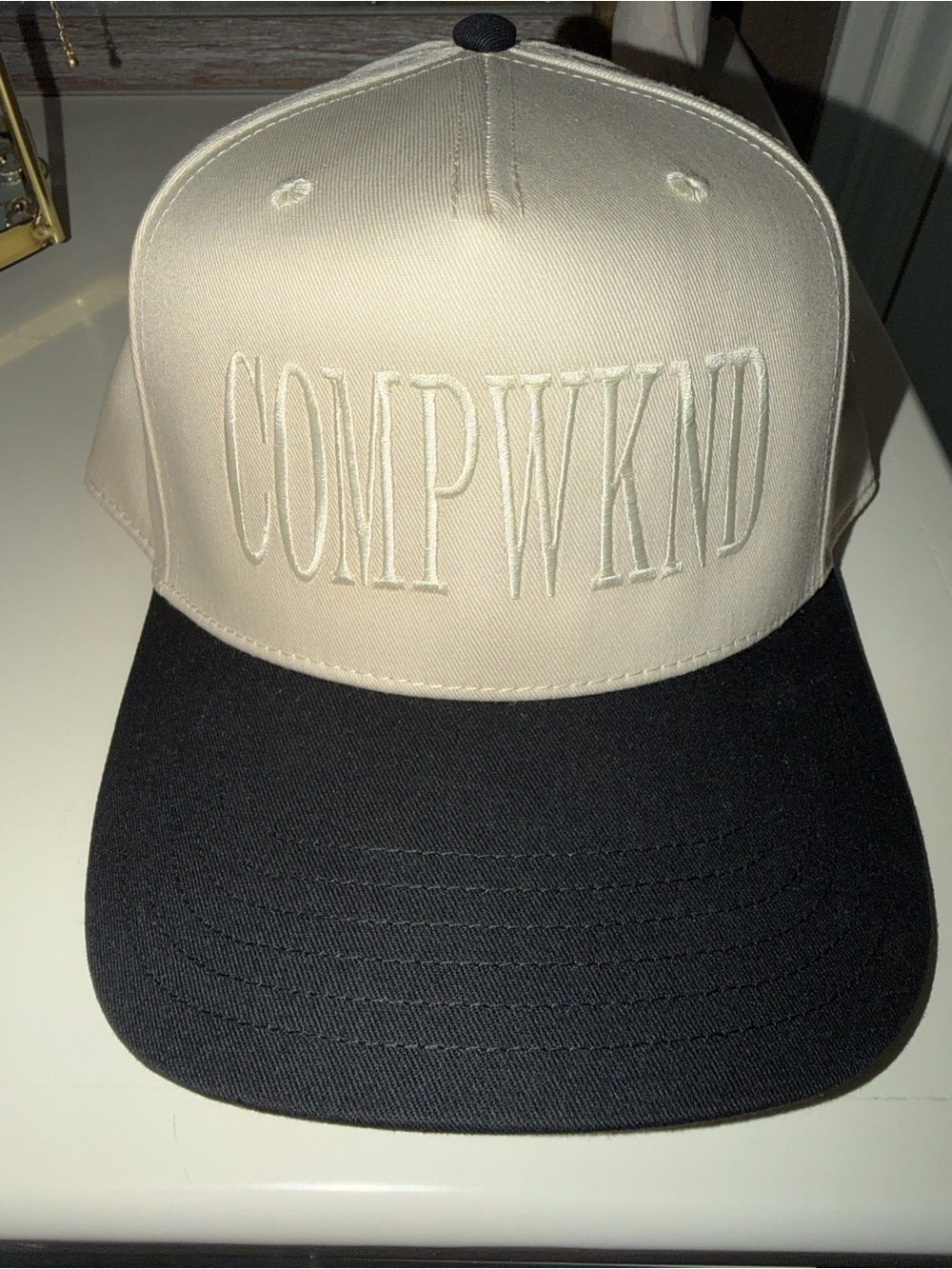 COMPWKND Dance/Cheer Competition Two-Tone Embroidered Cap - Cream & Black